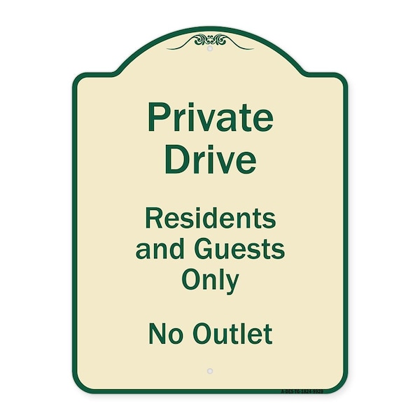 Signmission Designer Series-Private Drive Residents And Guests Only No Outlet, 24" H, TG-1824-9929 A-DES-TG-1824-9929 - main